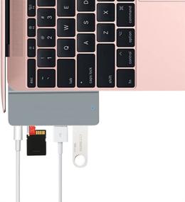 img 2 attached to 🔌 Nino USB-C Hub/Adapter and Card Reader for MacBook 12 Inch - Pass-Through Charging, SD + Micro SD Card Reader, 2 USB 3.0 Ports (Space Grey)