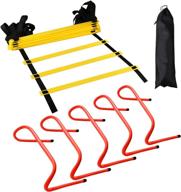 premium 12 rung agility training ladder kit with carry bag and bonus 5pcs of 6 inch speed hurdles - versatile football soccer agility training fitness equipment set logo