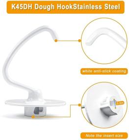 img 1 attached to 🍞 Efficient Replacement Dough Hook (K45DH WPW10674618) for 5 Quart Kitchen Mixer KSM90 KSM150 K45SS - By Fetechmate