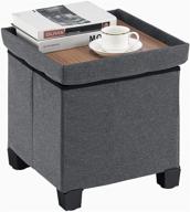 🔲 apicizon 15-inch grey storage ottoman cube with foldable coffee tray - versatile foot stool & storage box for living room & bedroom logo