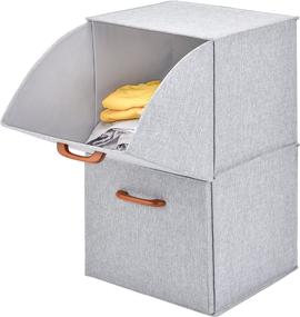 img 4 attached to 📦 MaidMAX 2 Tiers Collapsible Storage Organizer: Space-Saving, Pull-Down Doors, Grey