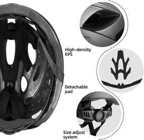 img 1 attached to 🏻 Rock Bros Bike Helmet - Unisex Cycling Helmet with Detachable Goggles & Sun Visor, Suitable for Mountain & Road Biking, Equipped with LED Light