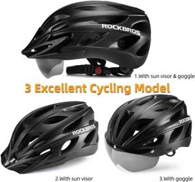 img 3 attached to 🏻 Rock Bros Bike Helmet - Unisex Cycling Helmet with Detachable Goggles & Sun Visor, Suitable for Mountain & Road Biking, Equipped with LED Light