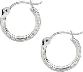 img 4 attached to 💎 Ritastephens 14k Yellow & White Gold Tubular Hoop Earrings - Diamond-Cut 2x12mm