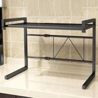 🔍 space-saving retractable microwave oven rack shelf with 2 layers and 3 hooks (black, 42~60x36x42cm) логотип