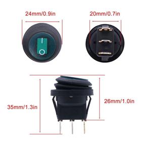 img 2 attached to Weideer 5Pcs 12V 20A Waterproof Round Rocker Switch ON/Off 3 Pins 2 Position SPST Green LED Light Toggle Switch KCD1-8-101NW-G