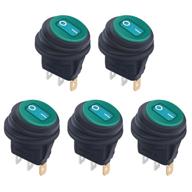 weideer 5pcs 12v 20a waterproof round rocker switch on/off 3 pins 2 position spst green led light toggle switch kcd1-8-101nw-g logo
