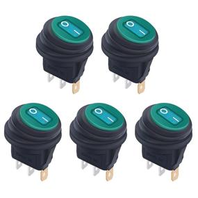 img 4 attached to Weideer 5Pcs 12V 20A Waterproof Round Rocker Switch ON/Off 3 Pins 2 Position SPST Green LED Light Toggle Switch KCD1-8-101NW-G