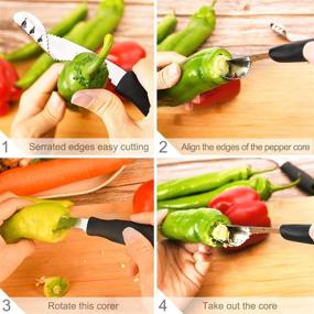 img 2 attached to 🌶️ 2-Pack Stainless Steel Jalapeno Corers with Soft Grip Handle - Efficient Core Deseeders for Jalapenos, Chilis, Bananas, Bell Peppers, Zucchini, Cucumbers