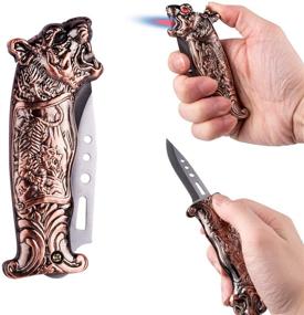 img 4 attached to 🔥 Metal Tiger Jet Torch Lighter with Windproof Flame and One-Click Knife – Perfect for Camping and Self-Defense, Unique Gift for Men