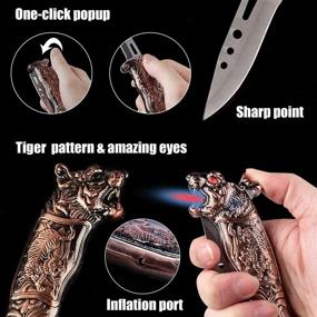 img 2 attached to 🔥 Metal Tiger Jet Torch Lighter with Windproof Flame and One-Click Knife – Perfect for Camping and Self-Defense, Unique Gift for Men