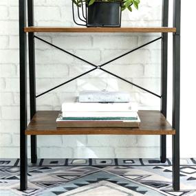 img 1 attached to 📚 VASAGLE ALINRU Ladder Shelf: 4-Tier Bookshelf for Storage in Bathroom and Living Room - Industrial Accent Furniture with Steel Frame in Rustic Brown and Black