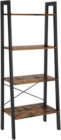 img 4 attached to 📚 VASAGLE ALINRU Ladder Shelf: 4-Tier Bookshelf for Storage in Bathroom and Living Room - Industrial Accent Furniture with Steel Frame in Rustic Brown and Black