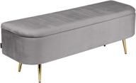 🛋️ velvet storage bench ottoman - 47-inch semi-circle rectangular footstool with lift top, silver grey - perfect for living room - includes four detachable metal legs logo