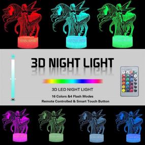 img 3 attached to Unicorn Sprite Night Lights 3D LED Optical Illusion Light Lamps Remote Controlled With 16 Colors Alternate Birthday Christmas Party Gifts For Home Desk Table Decorations For Girls (Unicorn H(Remote))