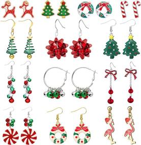 img 4 attached to Women's Christmas Earrings: 9 Festive Pairs for Holidays, featuring Bow, Tree, and Snowflake Designs