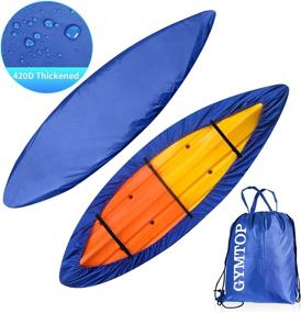img 4 attached to 🚣 GYMTOP Waterproof Kayak Canoe Cover - 420D Thickened, Outdoor Storage Dust Boat Cover with UV Protection, Sunblock Shield for Boat/Kayak (9.3-10.7ft Kayak, Dark Blue)