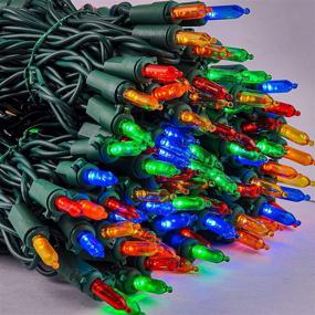 img 3 attached to 🎄 200 Count Multicolor LED String Lights on 52.5 FT Green Wire - 2 Sets of 100 Count 26.25 FT String Lights for Indoor and Outdoor Christmas Decorations