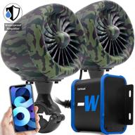 🔊 camo green waterproof amplifier 4&#34; full range bluetooth motorcycle stereo speakers, handlebar mount audio amp system harley touring cruiser atv 4-wheeler, usb, aux, fm radio - gohawk tj4-w logo