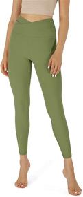 img 4 attached to 🩲 ODODOS Cross Waist Yoga Leggings for Women with Inner Pocket - Sports Gym Workout Running Pants, Inseam Length: 25"/28