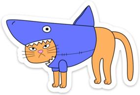 img 4 attached to 🦈 Stickeroonie Забавные наклейки: Наклейки на автомобили Shark Suit Grumpy Cat Vinyl - 4" милые наклейки для ноутбуков, компьютеров, термосов Hydroflasks, автомобилей и телефонов.