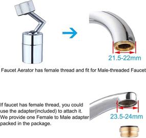 img 3 attached to Enhanced Kitchen Sink Faucet Aerator: 720° Swivel, Dual Water Flow Modes, Eye Wash Station for Face Washing, Gargle, and Eye Flush - Chrome 55/64 Inch-27UNS Thread