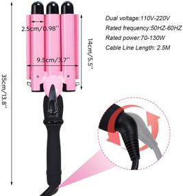 img 3 attached to Идеальный инструмент для стайлинга: тройное бур, плойка с жидкокристаллическим дисплеем температуры - создает глубокие волны с тремя керамическими турмалиновыми бурами диаметром 1 дюйм - идеальный кримпер, улиткодел и завивальщик для всех стилей.