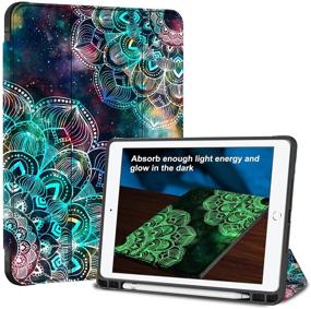 img 4 attached to 📱 ZHK iPad 9/8/7th Generation & iPad 10.2 Case with Pencil Holder - Slim Trifold Design, Noctilucous Flip Cover, Auto Sleep/Wake