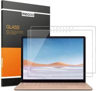 [2 pack] megoo tempered glass screen protector for microsoft surface laptop 4 (15 inch) - easy install, scratch resistant, crystal clear film for surface laptop 4/3 15 inch logo