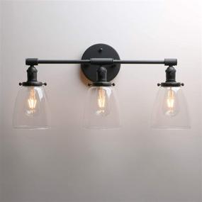 img 2 attached to Permo Vintage Industrial Antique Three-Light Wall Sconces: Classic Black Design with Oval Cone Clear Glass Shade