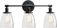 permo vintage industrial antique three-light wall sconces: classic black design with oval cone clear glass shade логотип