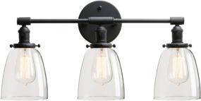 img 4 attached to Permo Vintage Industrial Antique Three-Light Wall Sconces: Classic Black Design with Oval Cone Clear Glass Shade