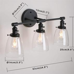 img 3 attached to Permo Vintage Industrial Antique Three-Light Wall Sconces: Classic Black Design with Oval Cone Clear Glass Shade