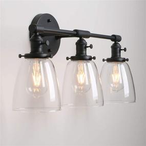 img 1 attached to Permo Vintage Industrial Antique Three-Light Wall Sconces: Classic Black Design with Oval Cone Clear Glass Shade