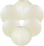 🏮 beige decorative round chinese japanese paper lantern set (6-pack, 6 inch) логотип