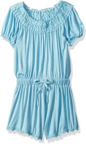 img 1 attached to 👗 Ella Moss Girls Crochet Fringe Trim Romper: Stylish and Playful Apparel for Girls