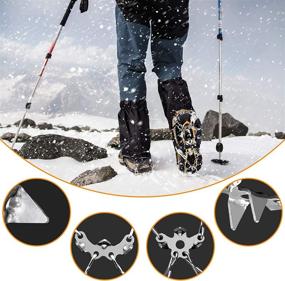 img 2 attached to 🥾 PVG Ice Cleats Crampons Traction with Anti-Slip 19 Stainless Steel Spikes/Durable Silicone for Men Women Walking, Climbing or Hiking - Ice Snow Grips Ankle Gaiters