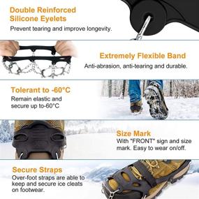 img 1 attached to 🥾 PVG Ice Cleats Crampons Traction with Anti-Slip 19 Stainless Steel Spikes/Durable Silicone for Men Women Walking, Climbing or Hiking - Ice Snow Grips Ankle Gaiters