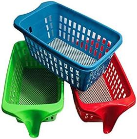 img 1 attached to Organize Your Kitchen with a Set of 3 Assorted Color Storage Baskets, Featuring Single-End Handles and Non-Skid Base for Cabinets and Pantry