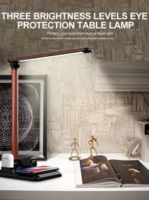 img 2 attached to 💡 4 in 1 Multifunctional LED Desk Lamp with Eye-Friendly Lighting, Wireless and USB Charging, 3 Brightness Levels, QI Fast Charge for iPhone 11/11Pro/Xs Max/Xr/X/8, Iwatch, Airpods