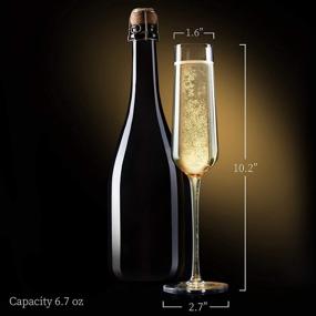 img 3 attached to 🥂 Exquisite Crystal Champagne Flutes Set of 4 - Perfect for Weddings, Birthdays, and Anniversaries - Lead-Free Stemware for Premium Sparkling Wine and Mimosa - 6.7 oz Capacity