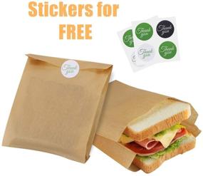 img 2 attached to 👜 BagDream Natural Kraft Paper Sandwich Bags 7.9x6.3x1.96" 200ct - Recyclable Kitchen Paper Sack Bags, Sealable | Includes Thank You Stickers