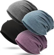 🎩 comfortable & stylish slouchy beanie hat: 4-piece set for men and women logo