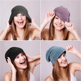 img 1 attached to 🎩 Comfortable & Stylish Slouchy Beanie Hat: 4-Piece Set for Men and Women