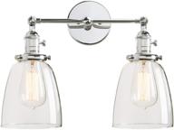 permo double sconce vintage industrial antique 2-lights wall sconces with oval cone clear glass shade - chrome: timeless elegance for your space логотип