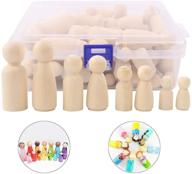 50-piece unfinished wooden peg doll set for kids: diy painting, crafts, games, and decoration logo