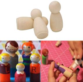 img 2 attached to 50-Piece Unfinished Wooden Peg Doll Set for Kids: DIY Painting, Crafts, Games, and Decoration