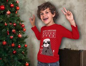 img 2 attached to Slothy Kids Ugly Christmas Sweaters: Adorable Sloth Long Sleeve Sweatshirt