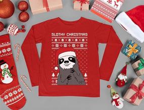 img 1 attached to Slothy Kids Ugly Christmas Sweaters: Adorable Sloth Long Sleeve Sweatshirt