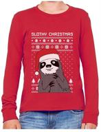 slothy kids ugly christmas sweaters: adorable sloth long sleeve sweatshirt logo